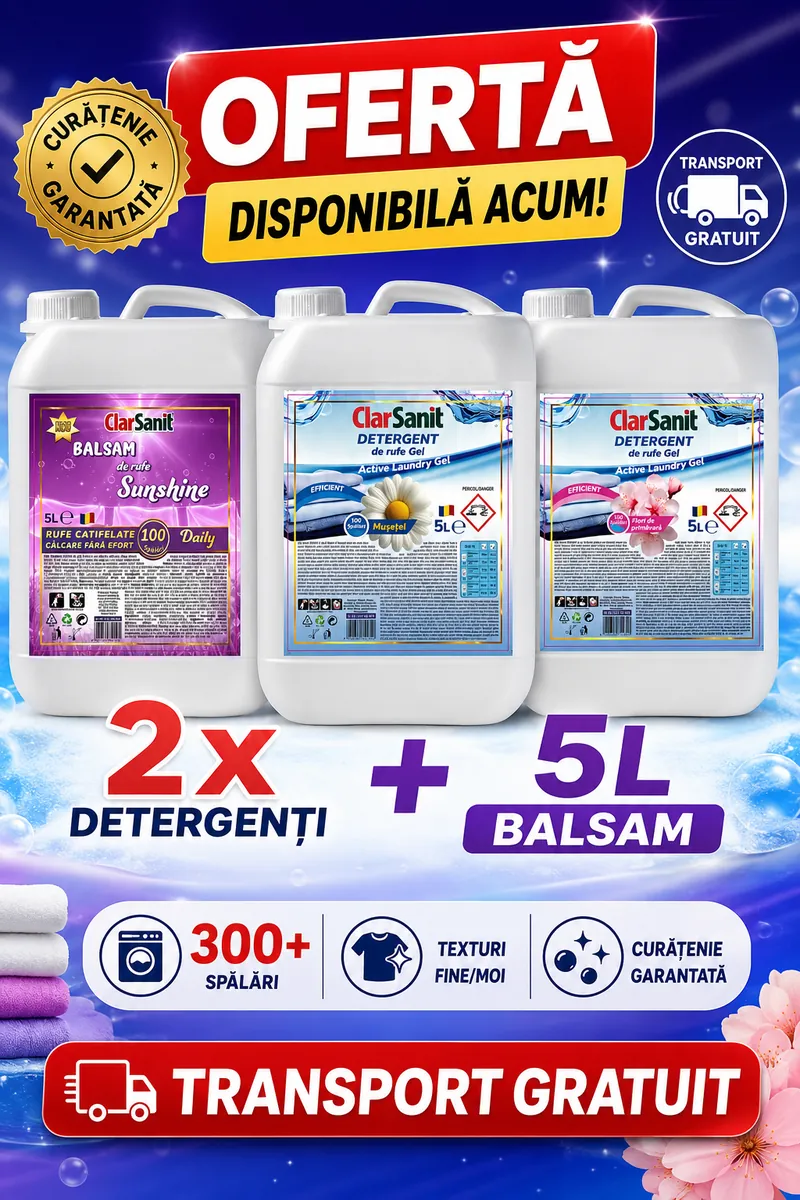 Ofertă ClarWash - 2x Detergenți + Balsam 5L