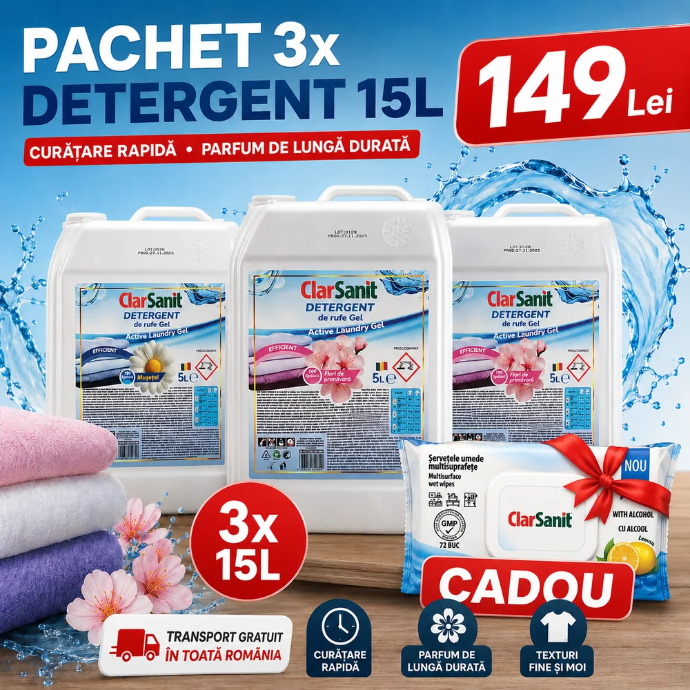 Pachet 3x Detergent de Rufe 15L